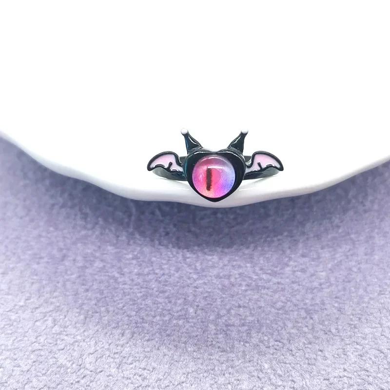 

Funny Cute Little Bat Monster Evil Eyes Ring for Women Men Punk Personality Cartoon Opening Rings Stud Earring Jewelry Accessory