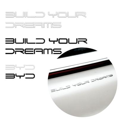 3D Metal Black Silver Build Your Dreams Logo Sticker Car Rear Boot Trunk Lid Letters Emblem Decals For BYD Series Car Styling