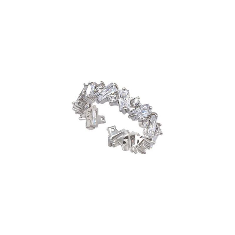 Light Luxury Niche Design Sense, High Sense, Super Flash Full Diamond Zircon Ring, Women'S Open Index Finger Ring, Fashion Personality
