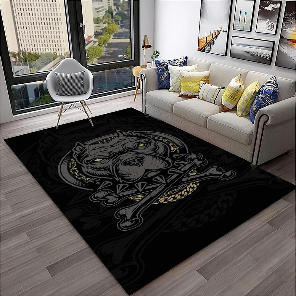 French Pit Bull Dog Pet Cartoon Carpet Rug for Home Living Room Bedroom Sofa Doormat Decor,kids Play Area Rug Non-slip Floor Mat