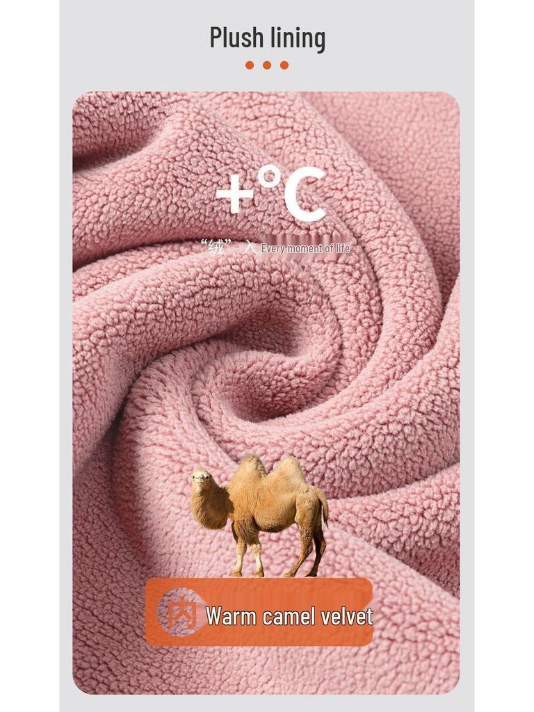 Women's Camel Hair Thermal Underwear Set: Thickened Autumn/Winter, Round or Half High Neck, Super Thick and Warm.