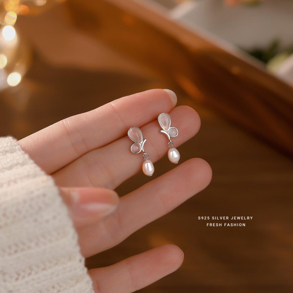

925 Sterling Silver Water Drop Pearl Butterfly Wings Pendant Earrings for Women exquisite Wedding Party Jewelry Accessories срібний