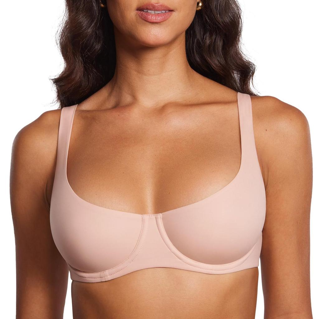 DOBREVA Unlined Balconette Bra for Women, with Underwire,