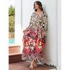 Vacation dress, long robe, loose positioned print beach cover-up, bikini dress