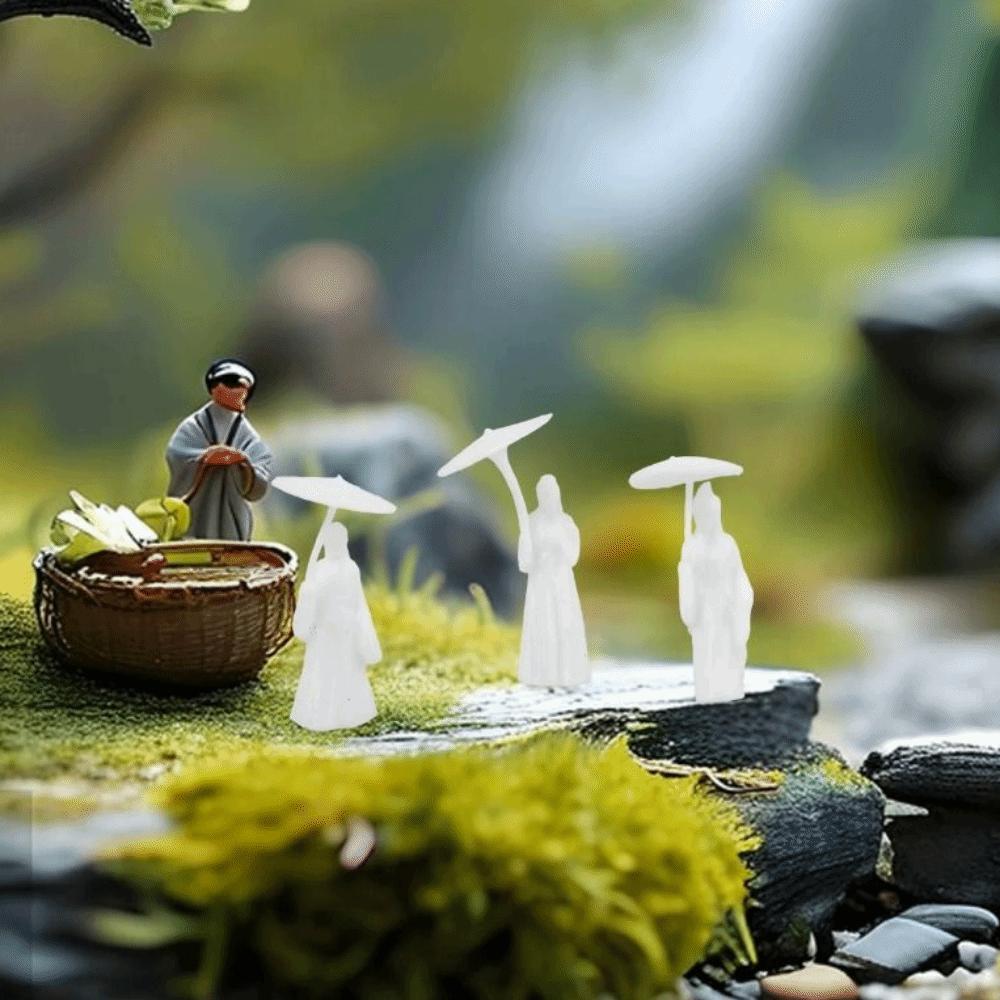 3pcs Classical Miniature Ornaments Chinese Style Girl Statue Garden Sculptures  Bedroom