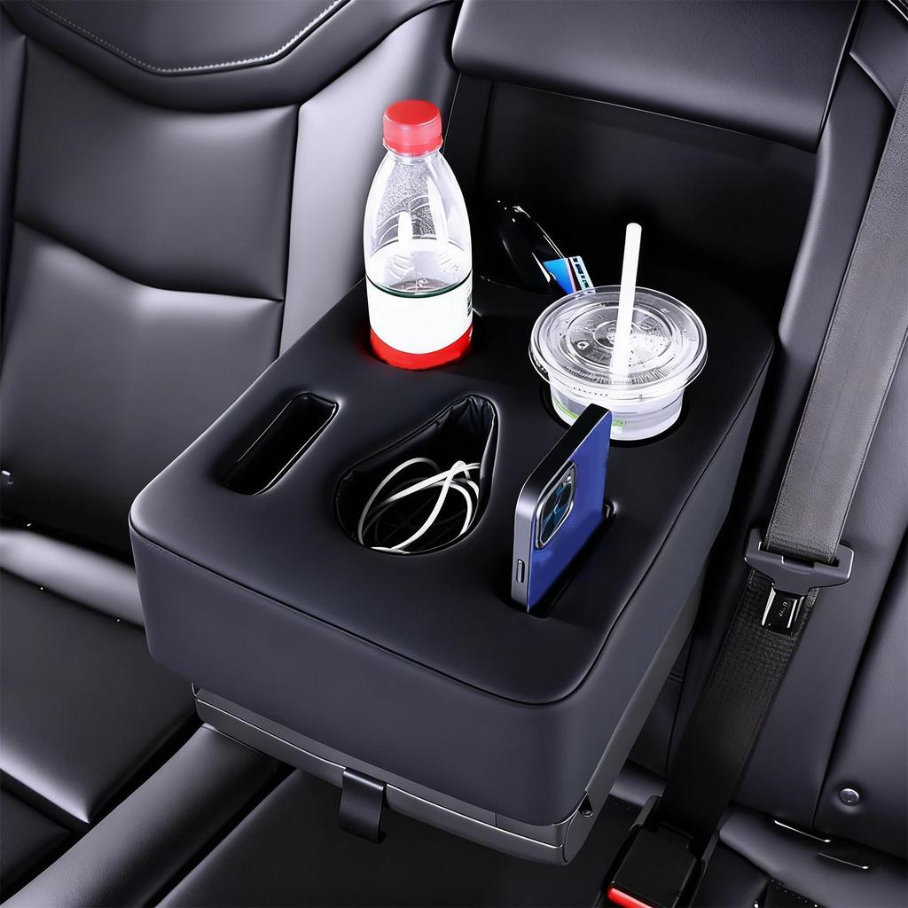 Armrest Organizer for Car Large Capacity with Cup Holder Car Armrest Box Storage Organizer for Charging Cable Phone Key Card
