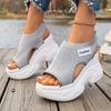 Women's Summer Casual Solid Color Wedge Sandals - Comfortable Breathable Upper, Platform Wedge with Open-toe Design, Stylish Sport-casual Sandals