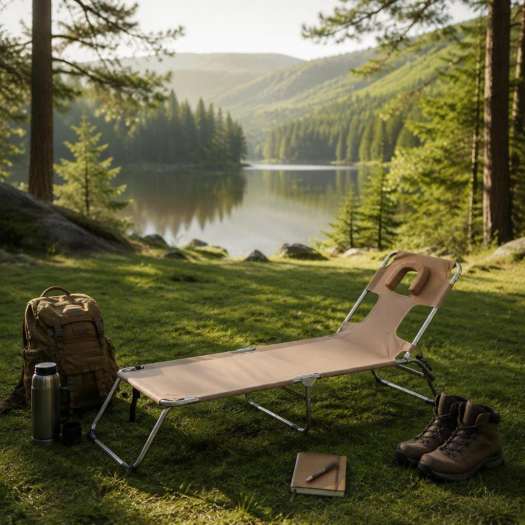 Folding Tanning Chair Phone Holder Space Portable Sun Lounger Foldable Reclining
