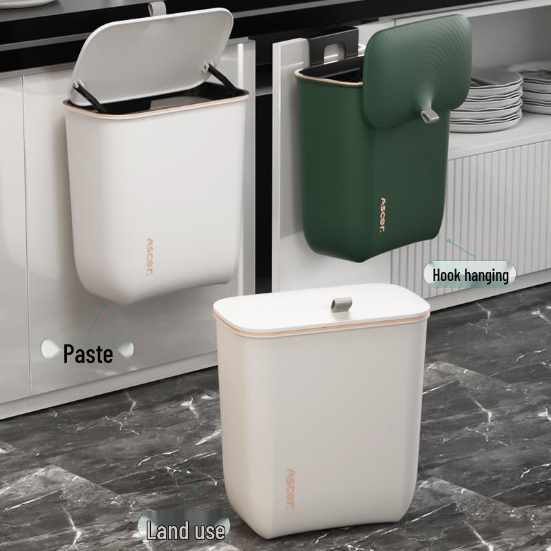 Wall-Mounted Bathroom Trash Can with Lid - Stylish, High-Capacity Design for Living Room and Bathroom