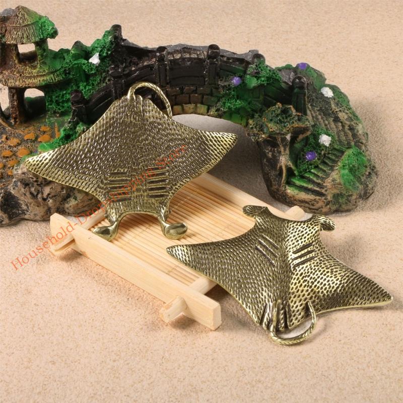Schnitzerei Messing Manta Rochen Miniatur Skulptur Chinesische Antiquität Feng Shui Figur für Haus Büro Dekoration Ornament Geschenk