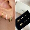 3 Paar Edelstahl Kristall Zirkonia Creolen für Damen Trendy Einfach Vergoldeter Kreis Punk Ohrringe Piercing Schmuck