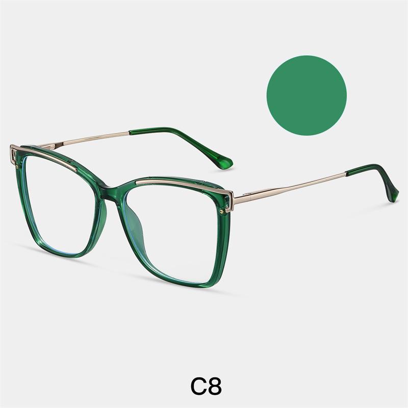 Clear Green Presbyopia Glasses Anti Blue Light  Spring Hinge Luxury Women'S Eyeglasses Oversized Square Reading Glasses