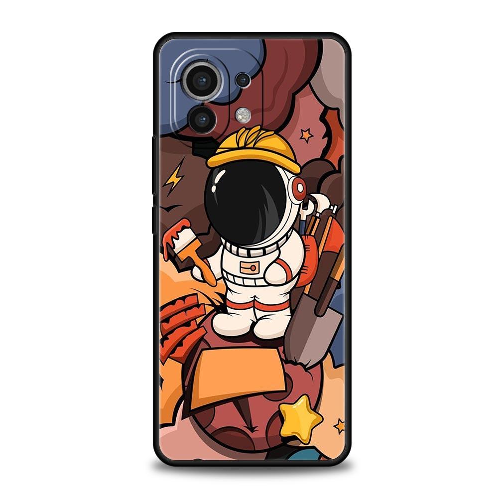 Cartoon Cute Cosmonaut Phone Case Cover for Xiaomi Mi 17 15 14 13 12 11 Ultra 15T 14T 13T 12T 11T Pro Lite 5G Soft TPU Shell Bag