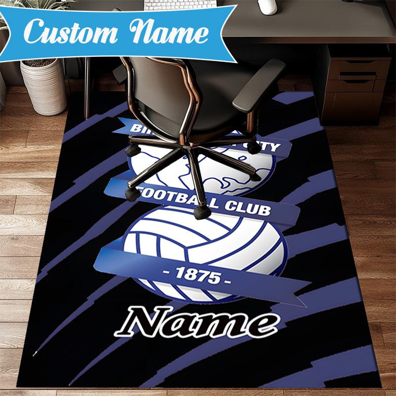 Custom Name Birmingham Football Crest Rug Game Carpet, Floor Mat for Bedroom Living Room Entryway Rug, Home Decor Idea Gift for Christmas Birthday