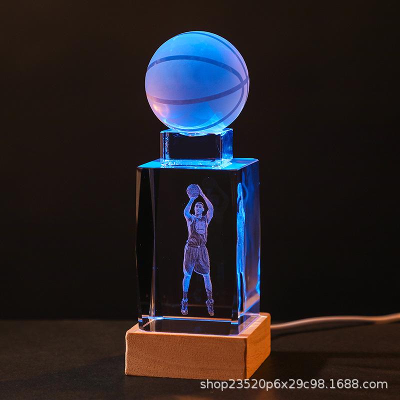 Crystal Engraved Kobe Basketball Star Luminous Night Light