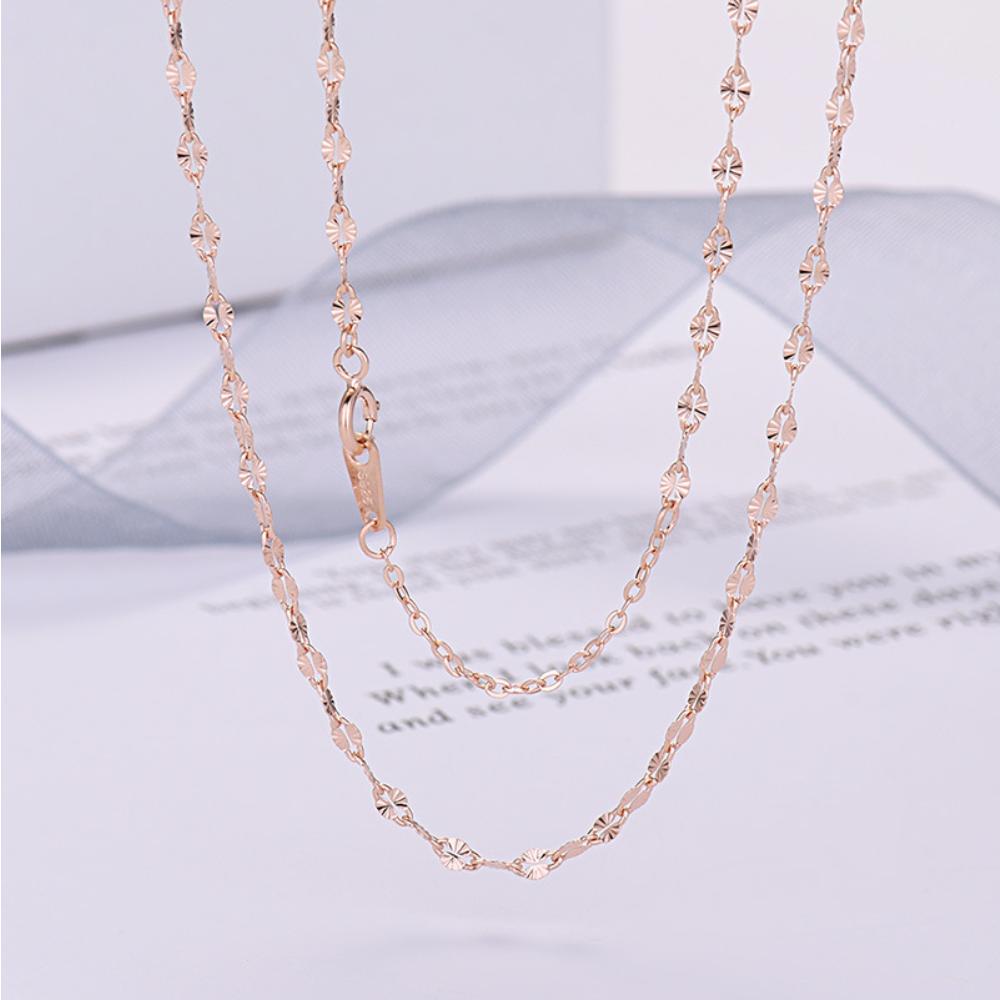 S925 Silver Rose Gold Shiny Lip Necklace Ultra Thin Plain Chain No Pendant Purple Gold Bare Chain