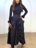 2025 Winter Women's High Waist Irregular Solid Color Swing Skirt