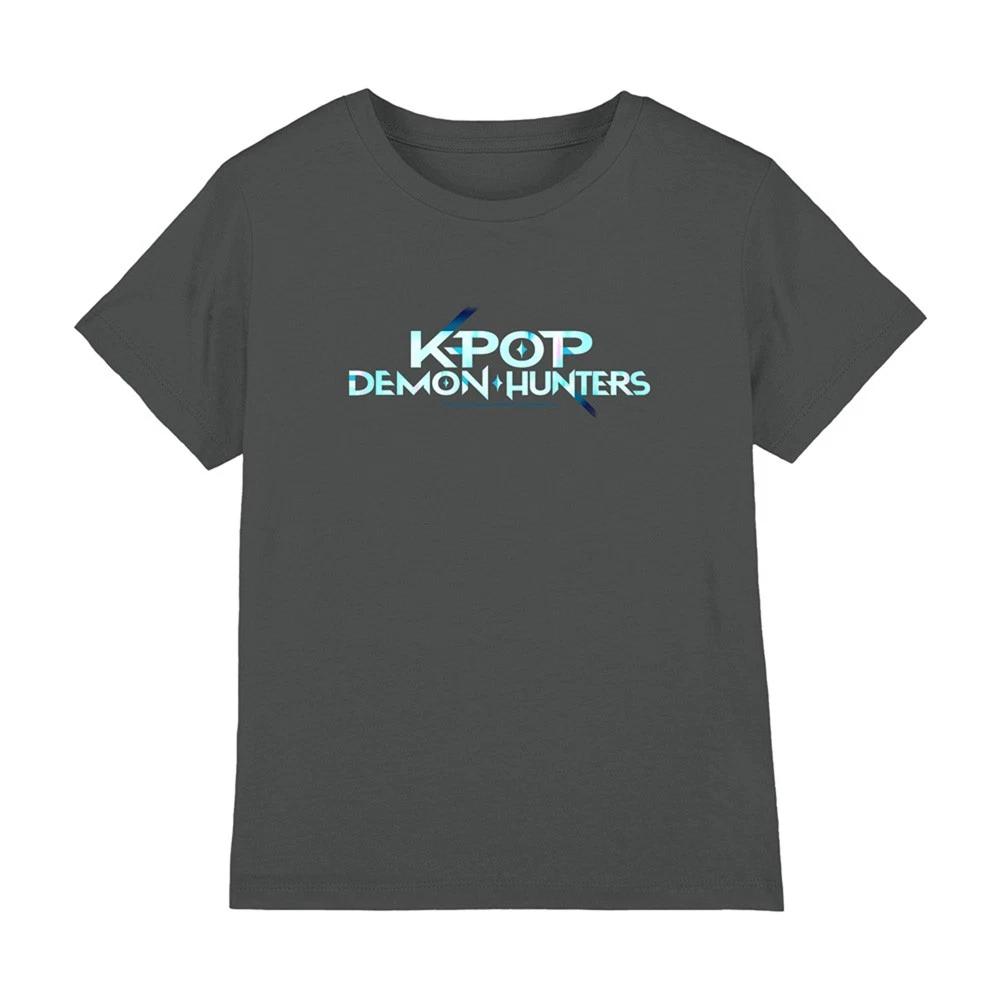K-Pop Demon Hunters - Full Colour Logo Kids T Shirt, Charcoal 150
