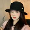 Elegant Retro Top Hat for Women Rich Lady Style Face Showing Small Flat Brim Fisherman Hat