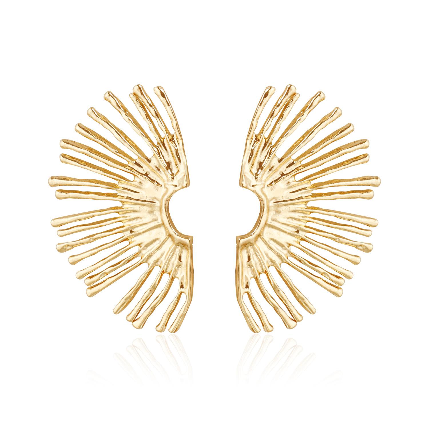 Geometric symmetrical stud earrings metal spread wings light luxury sexy style earrings