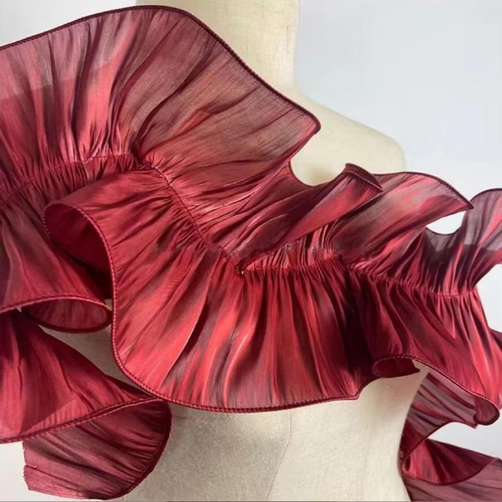 1Yard 18CM Wide Pleated Lace Ribbon Ruffle Lace Edge DIY Sewing Material