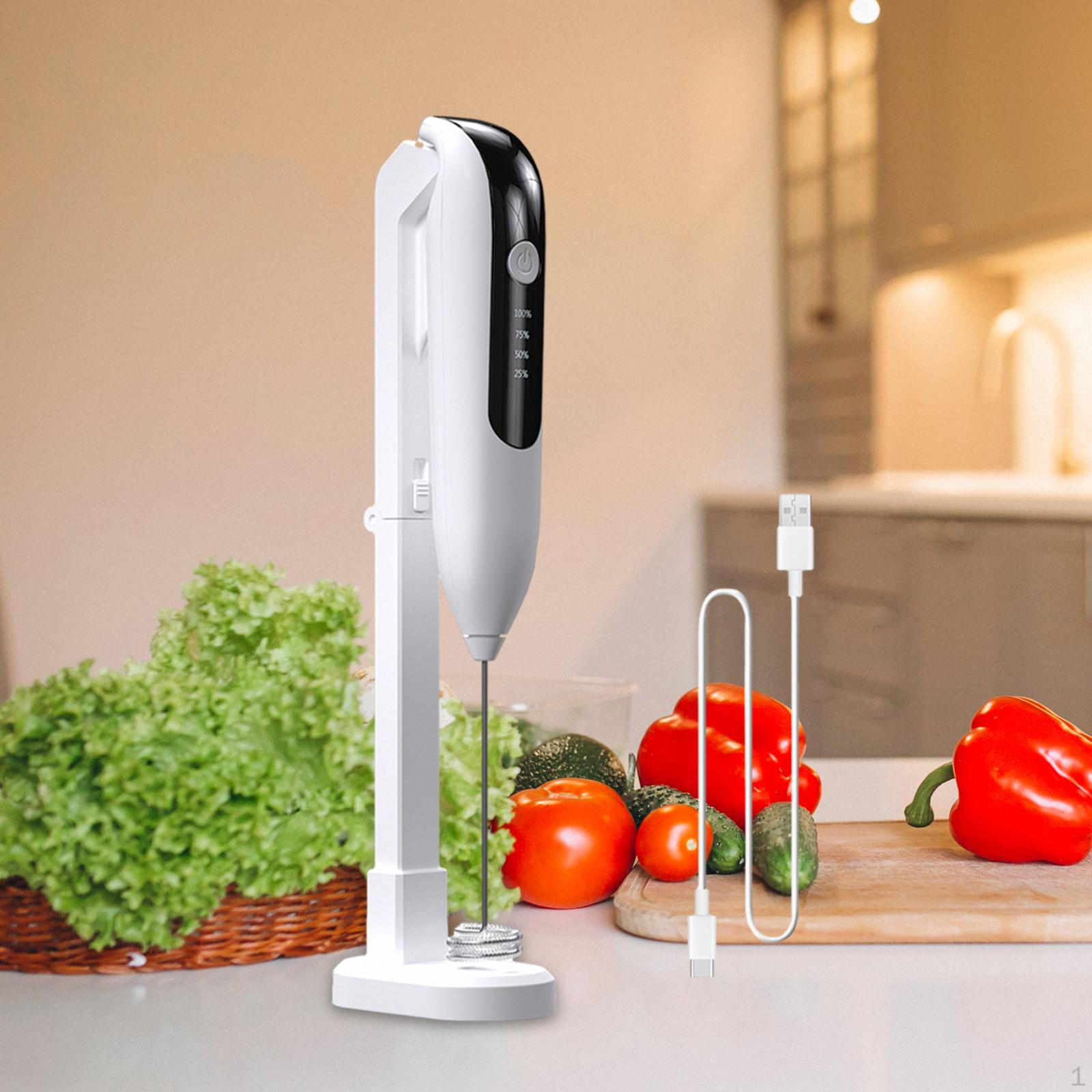 

Double-Layer Head Handheld Milk Frother, Portable Multi-Function Whisk Beater, Cappuccino білий