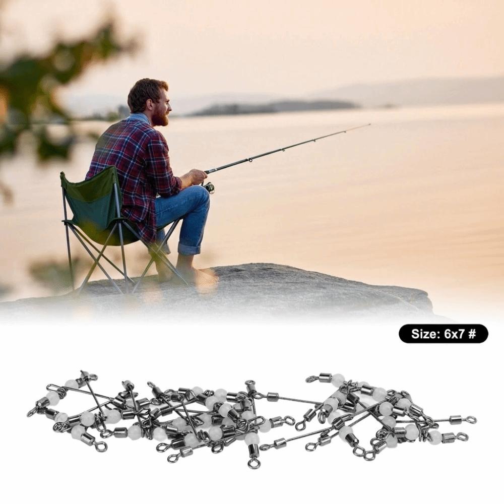 20PCS with Luminous Beads 3 Way Fishing Swivel T Shape Fishing Swivel  Saltwater Fishing