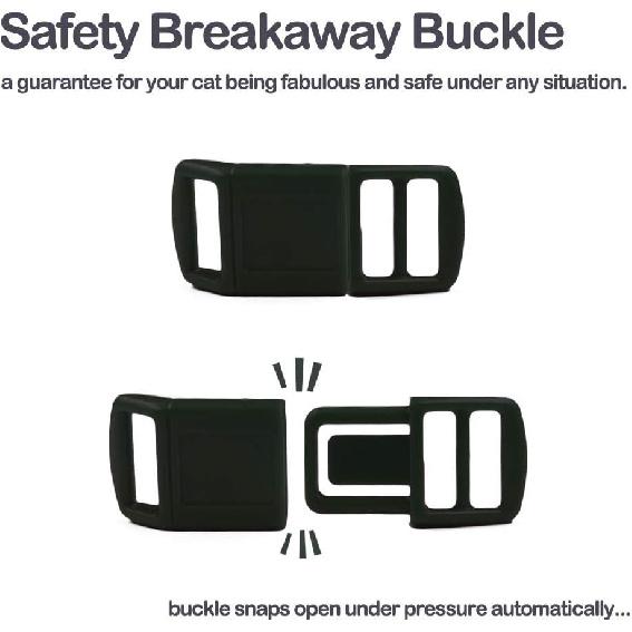 Waag Crescent Moon Galaxy Space Cat Collar - Multiple Designs, Safety Breakaway Collar (Black Webbing, XXS 6.5"-10" Neck)