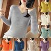 Mode för kvinnor, Casual, Enfärgad, Tryck, Stor storlek, Höst, Vinter, Långärmad, V-ringad, Lös, Tröjor