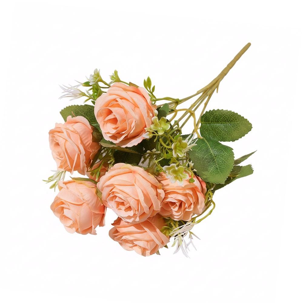 7 Heads Rose Artificial Flowers Silk Petals Green Leaves Simulation Flower Rose Multicolor Scene Landscaping Faux Rose Flower