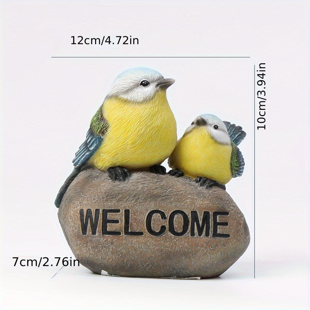 Bird Garden Decor, Welcome Sign Sculptures Statues for Yard Patio Lawn Funny Fairy Ornaments Outside Figurine Home Decorations