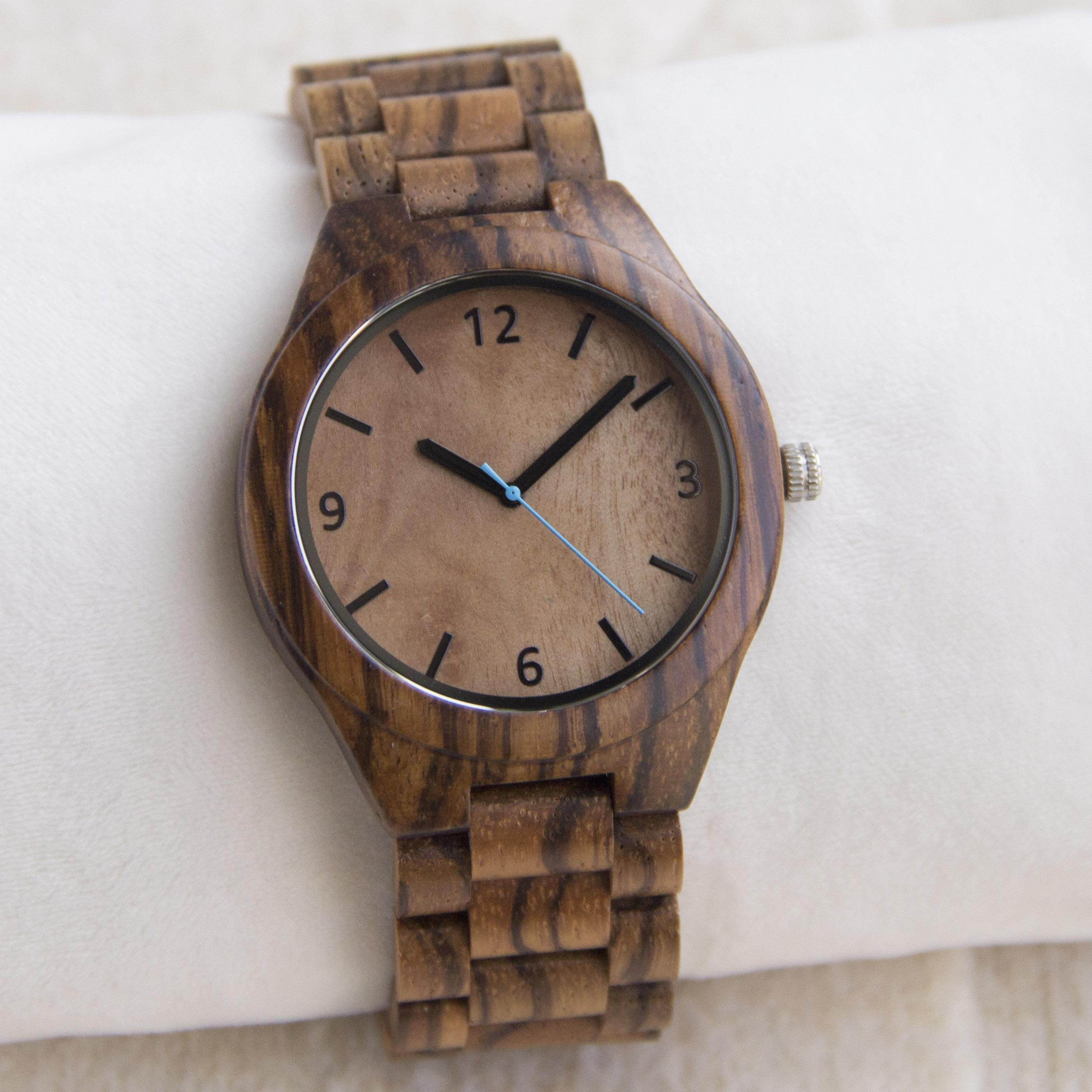 44mm Custom Logo Wooden Watch Quartz