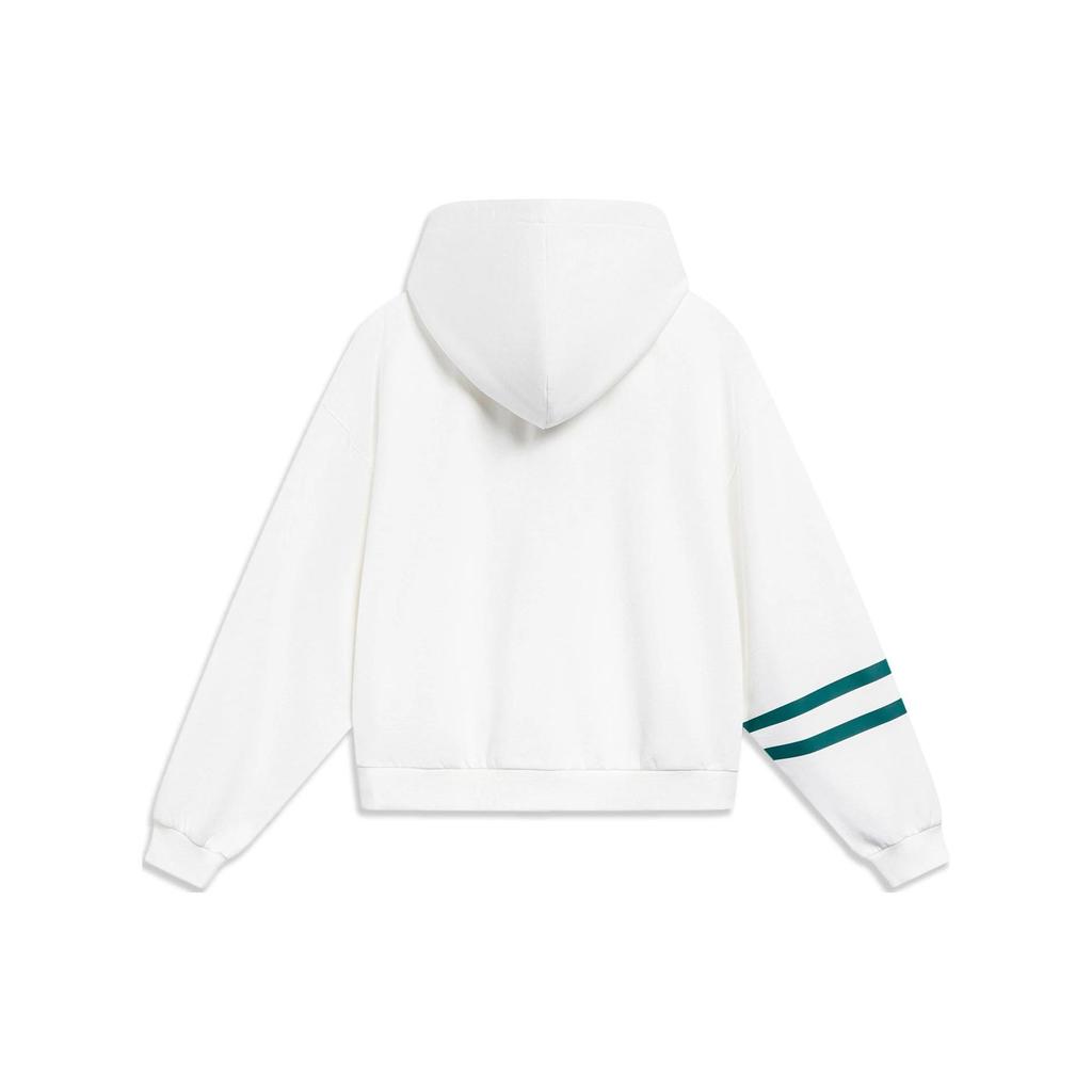 Li Ning Sports Lifestyle Series Fashion Logo Long Sleeve Hooded Sweatshirt Women Sweatshirt Off-White AWDT960-1