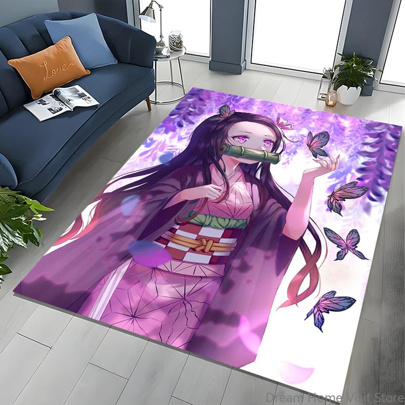 2026 New Retro D-Demon-Slayer Cartoon Gift Rug for Bedroom Living Room Sofa Home Doormat Decor , Kids Play Non-slip Floor Mat