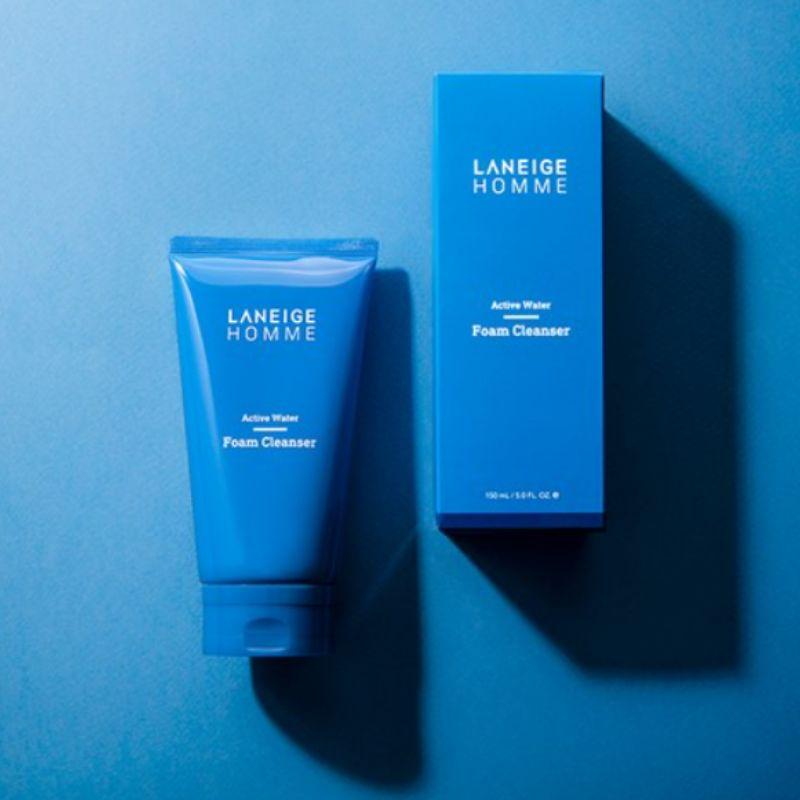 LANEIGE Homme Active Water Foam Cleanser 150ml Men's Hydrating Facial Cleanser Deep Cleansing Face Wash for Fresh Healthy Skin