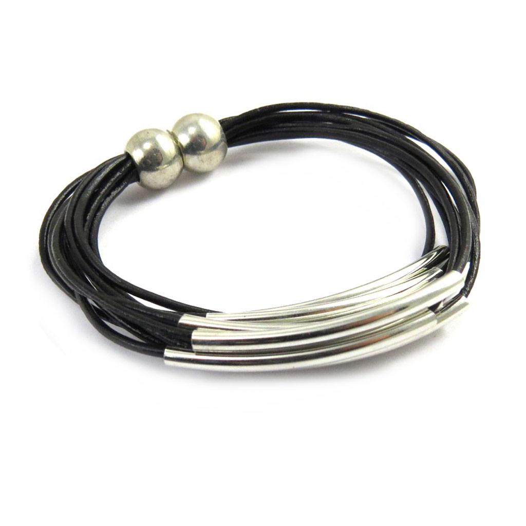 Les Trésors De Lily [M0706] - Black 'Peaceful' Designer Bracelet (10 Rows)