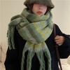 Atmosphere Rainbow Brushed Tassel Scarf Warm Scarf Mohair Thickened Color Striped Shawl Couple Winter