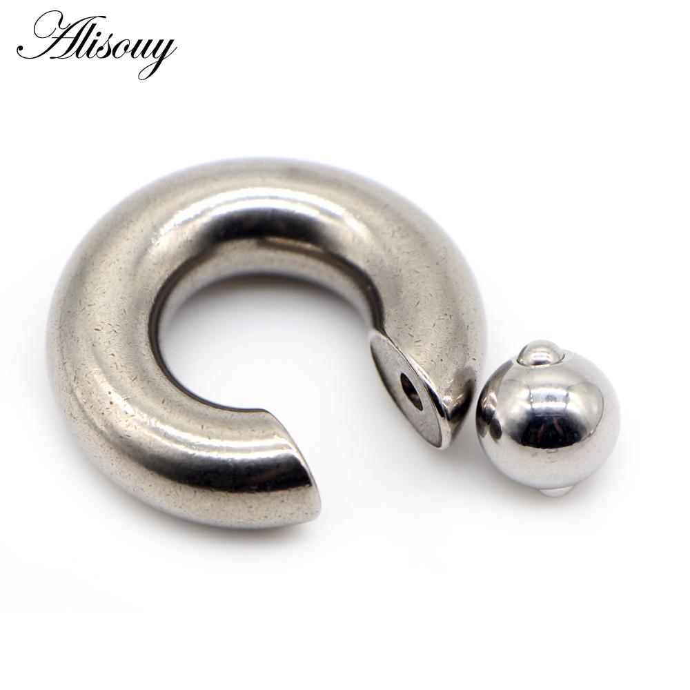 Alisouy 1pc Big Stainless Steel Captive Hoop BCR Eyebrow Tragus Closure Nipple Bar Lips Nose Rings Ear Piercing Body Jewelry