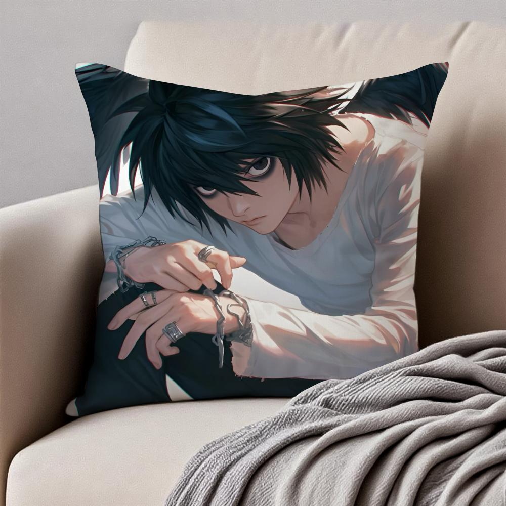 Smart Japanese Anime DDeath Note Cushion Cover Pillowcase Antidustmite Invisible Zipper Short Plush Sofa Cushion