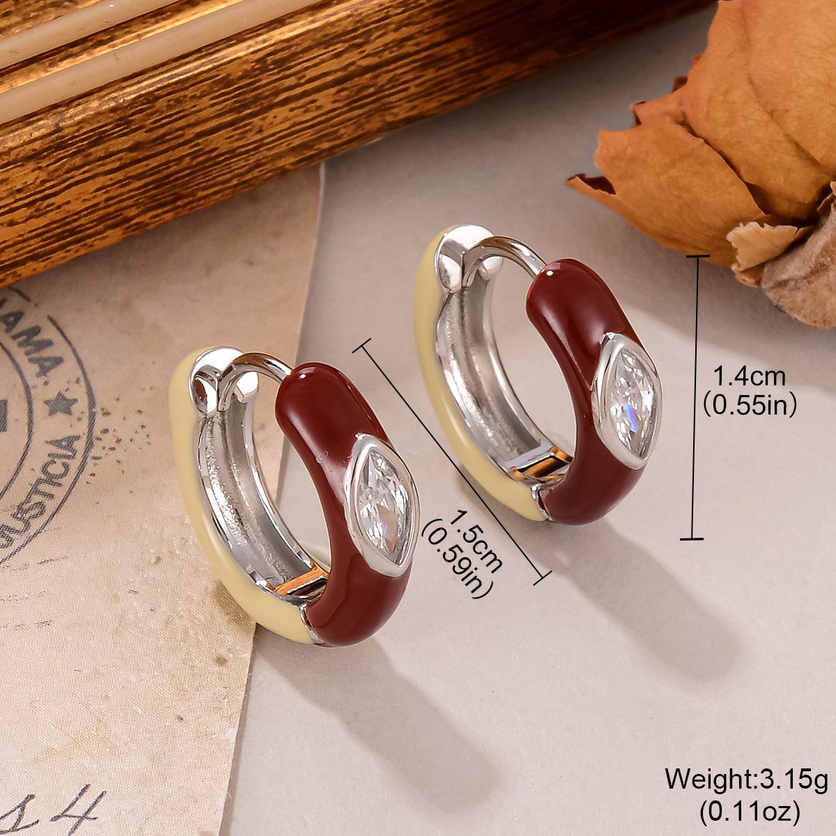 New Year s Hong Kong Style Earrings Women s Zircon Love Lava Ankara Red Premium Sense Drip Oil Stud Earrings Free White Geometric Earrings