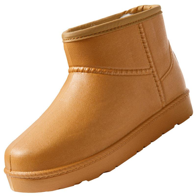 Winter velvet short tube snow cotton shoes rain shoes kitchen hygiene work shoes non-slip warm rain boots waterproof and lightweight