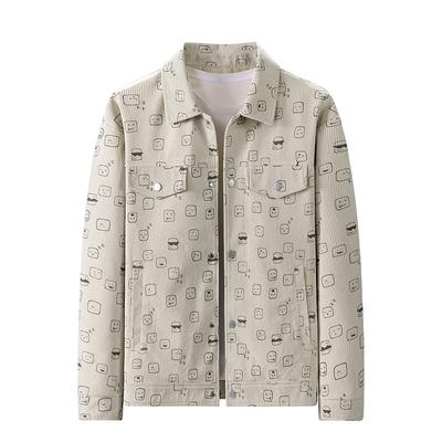 Jacket Men's Casual Lapel Jacket New Winter Thickened Warm Youth Corduroy Printed Workwear Top
