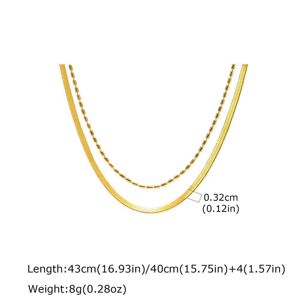 Vnox Stainless Steel Flat Snake Chain Necklaces, Gold Plated Stacked Collar For Women, Waterproof Jewelry Accessories