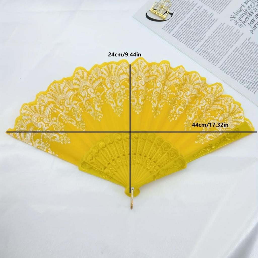 1 st Spetsbroderi Blommig Fällbar Fläkt Scenföreställningsdekoration Fällbar Fläkt för Kvinnor