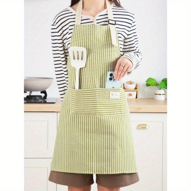 1pc Adjustable Colorful Striped Apron for Men and Women, Simple Style Cooking Apron with Pockets for Chef, Server, Kitchen Cooking Aprons, Bbq