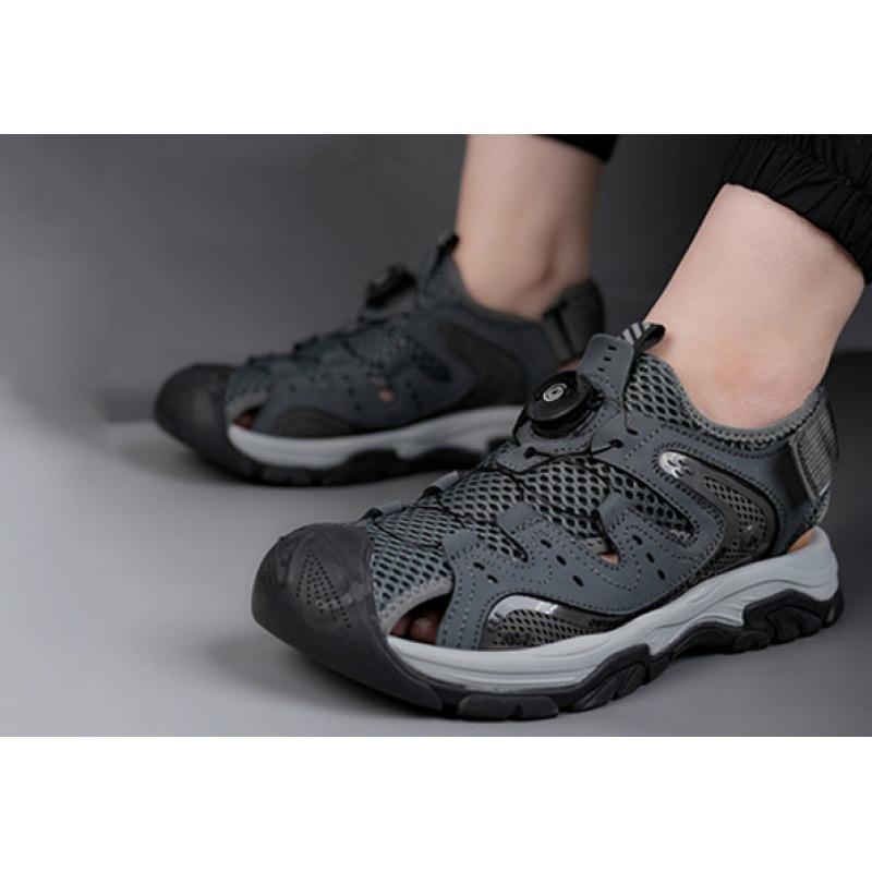 

Foreign trade explosion breathable gear elastic band 2025 summer casual versatile men s sports beach shoes 44 серый
