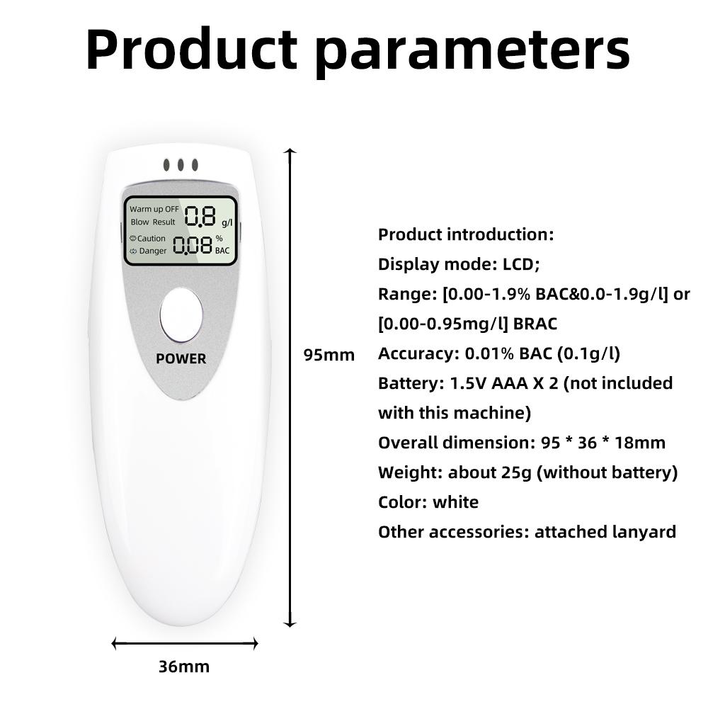 Digital Alcohol Tester with Sound Alarm Mini Alcohol Breath Analyzer  Breathalyzer Drunk Driving Test Tool for Household Police
