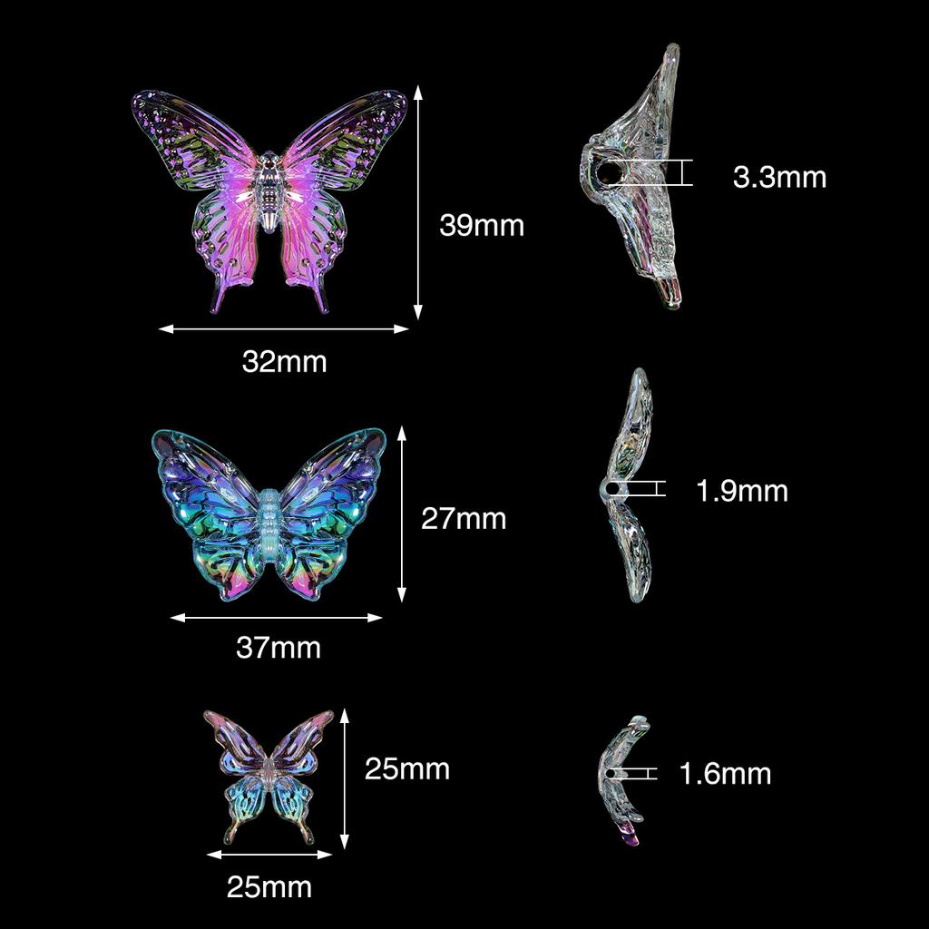 10Pcs Acrylic 3D Butterfly Charms Color Plated Loose Spacer Bead for Jewelry Making Accessories DIY Bracelet Earring Phone Chain