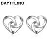 Bayttling 925 Sterling Silver Temperament Simple Heart -Shaped Stud Earrings For Women Fashion Jewelry Earrings