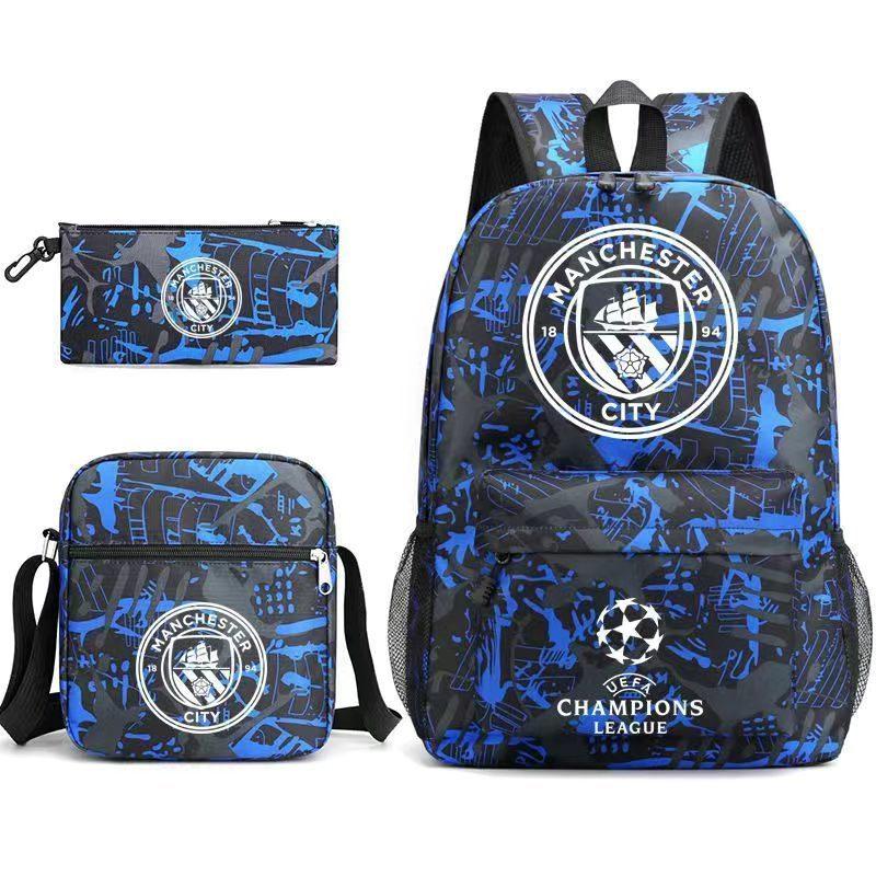 Football Star Print Youth Primary And Secondary School Students Schoolbag Three-Piece Set Men'S And Women'S Backpack